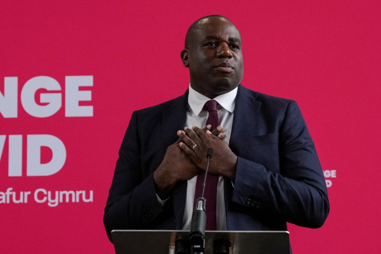 Shadow Foreign Secretary David Lammy attends a Welsh Labour general election campaign event in Abergavenny, Wales, Britain May 30, 2024. REUTERS/Maja Smiejkowska