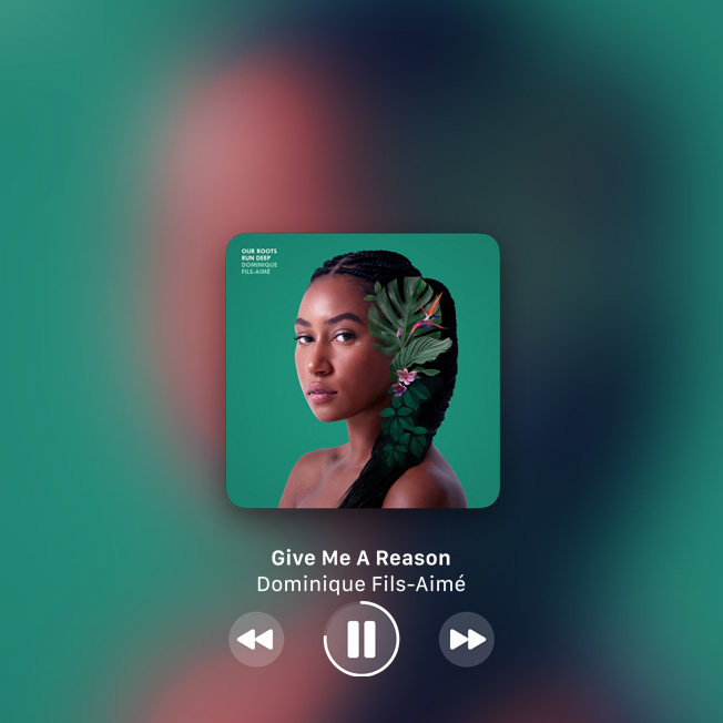 A picture of an album cover. Someone is streaming music.