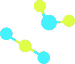 Dos modelos moleculares: uno de dióxido de carbono y otro de agua