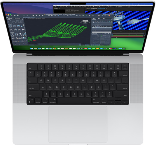 Autodesk AutoCAD a Adobe After Effects otevřené na MacBooku Pro