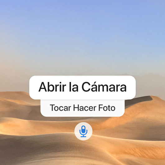 Secuencia de comandos de Control por Voz para hacer una foto, Abrir la app Cámara, Tocar Hacer Foto.