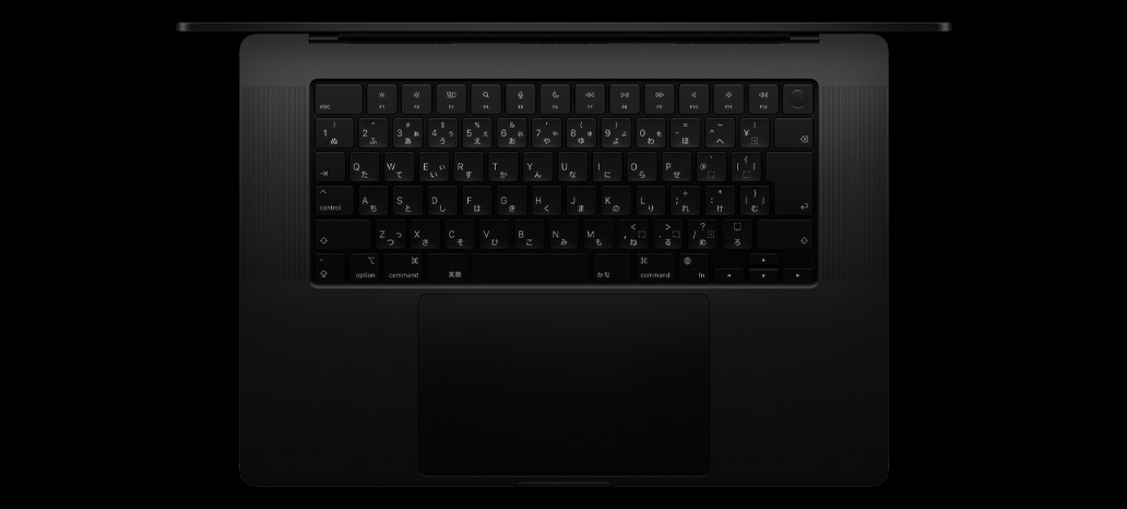 MacBook Proを上から見た図。内蔵のTouch ID搭載Magic Keyboardとトラックパッドが見えている