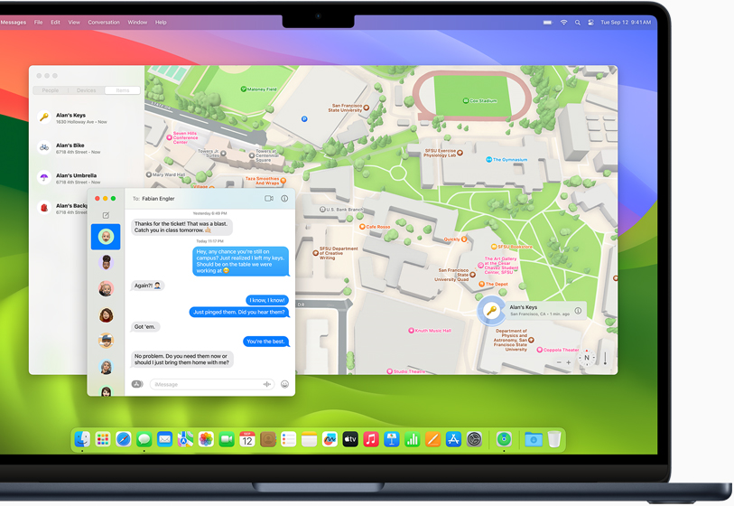 Se muestra la app Encontrar en una MacBook Air