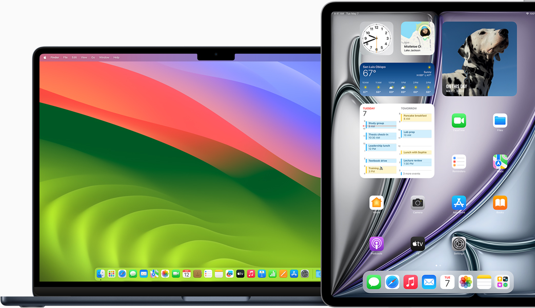 Las pantallas de una MacBook Air y un iPad