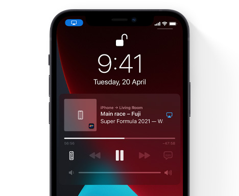iPhone showing built-in Apple TV controls