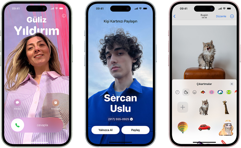 Üç yeni iOS 17 özelliğinin gösterildiği iPhone 15