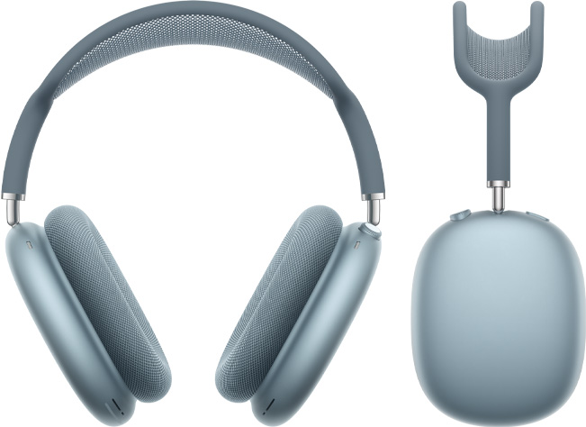 AirPods Max Blue shot from the front and from the side