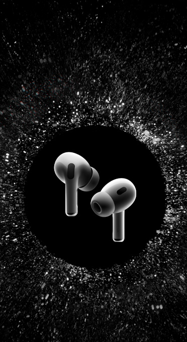 AirPods Pro flottant dans l’espace.