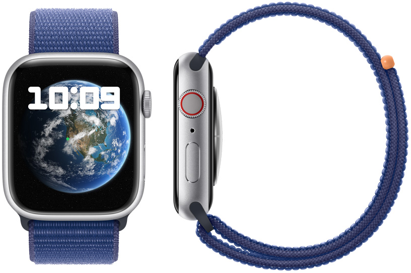 Obrázek uhlíkově neutrálního pouzdra a řemínku Apple Watch.