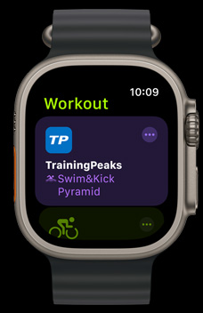 TrainingPeaks-appi näkyy Apple Watch Ultra 2:n näytöllä.