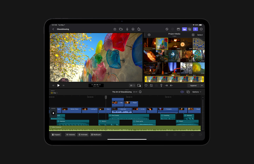 在 iPad 上使用 iPad 版 Final Cut Pro 所剪輯的 HDR 影像。