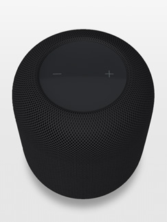 HomePod i farven midnat vises i AR på en iPhone-skærm.