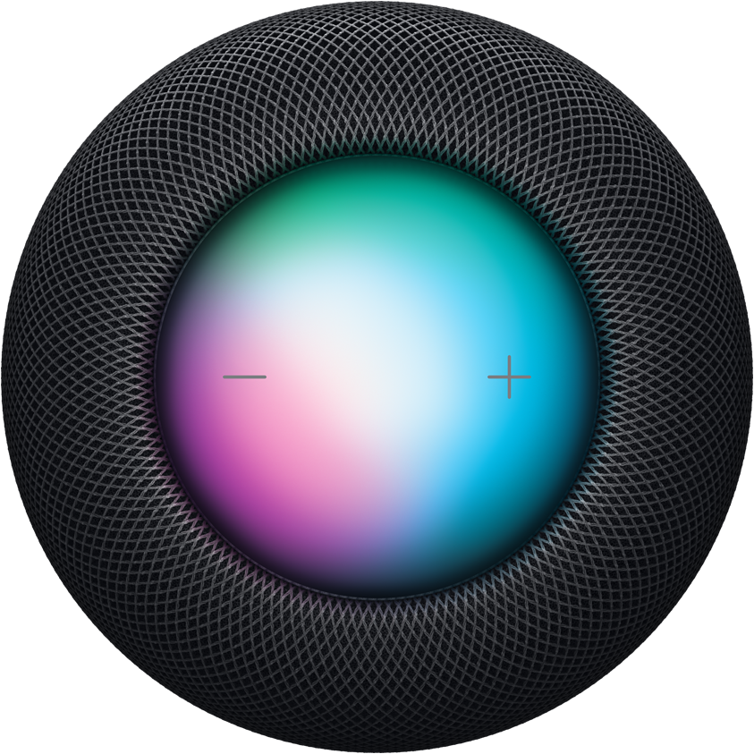 Vue du dessus du HomePod, avec Siri activé