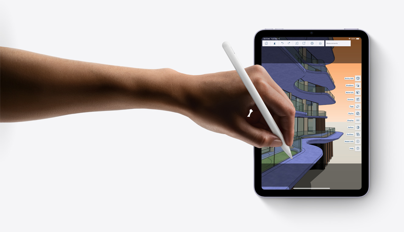 Ползване на Apple Pencil със SketchUp на iPad mini