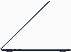 Side view of MacBook Air in Midnight colour