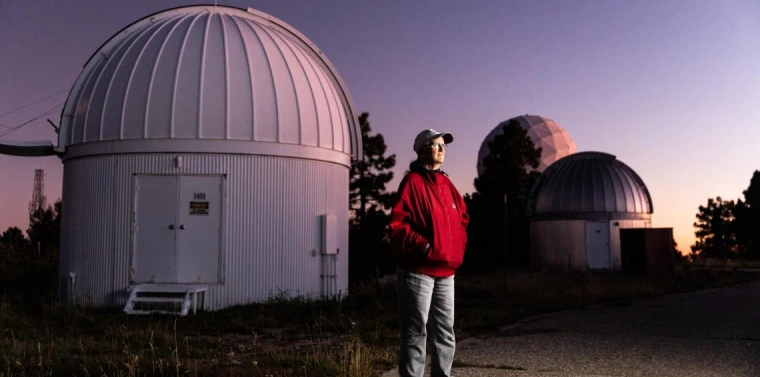 Marcia Rieke outside the sky center on Mount Lemmon