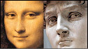 Caras del David y la Mona Lisa