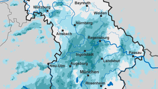 Ausschnitt der Regenradarkarte