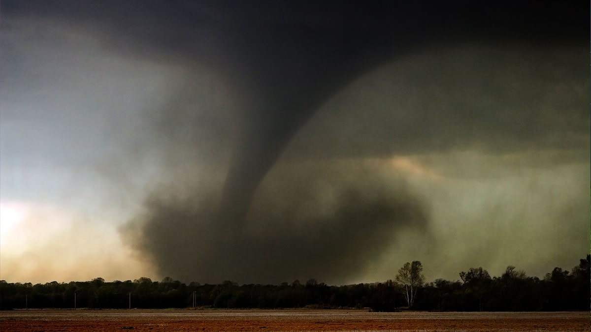 Tornado in a field