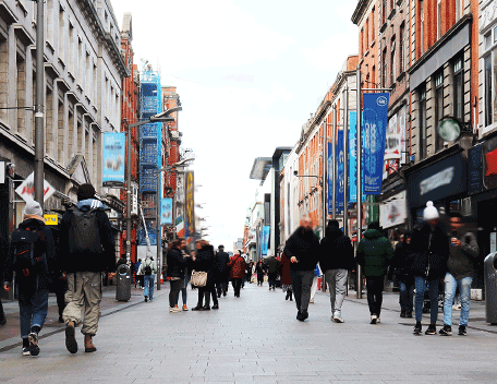 A crowded shopping street