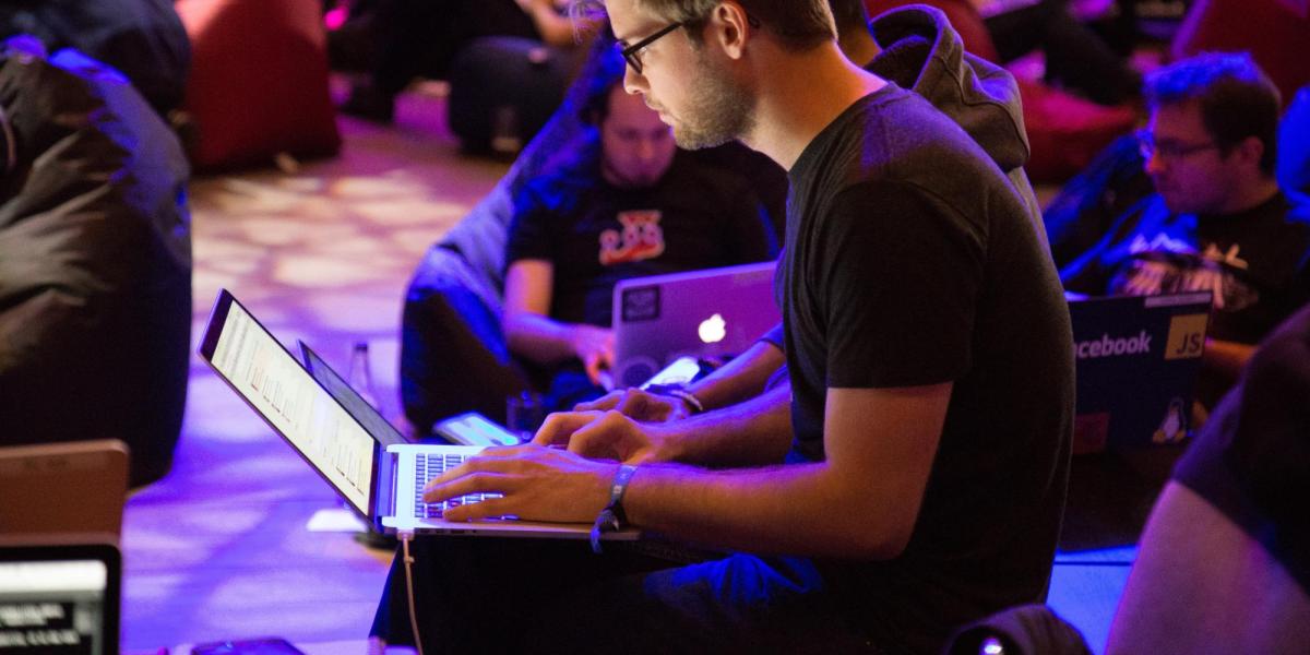 student working on laptop