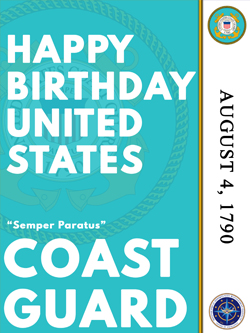 Coast Gaurd Birthday Poster. "Happy Birthday United States"