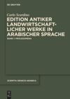 book: Band 1 Edition antiker landwirtschaftlicher Werke in arabischer Sprache