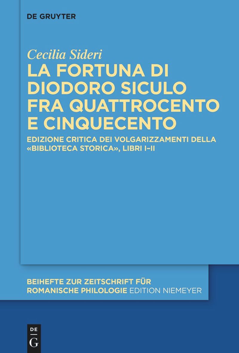 book: La fortuna di Diodoro Siculo fra Quattrocento e Cinquecento