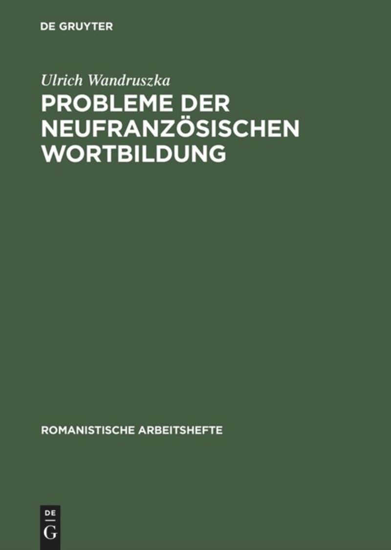 book: Probleme der neufranzösischen Wortbildung