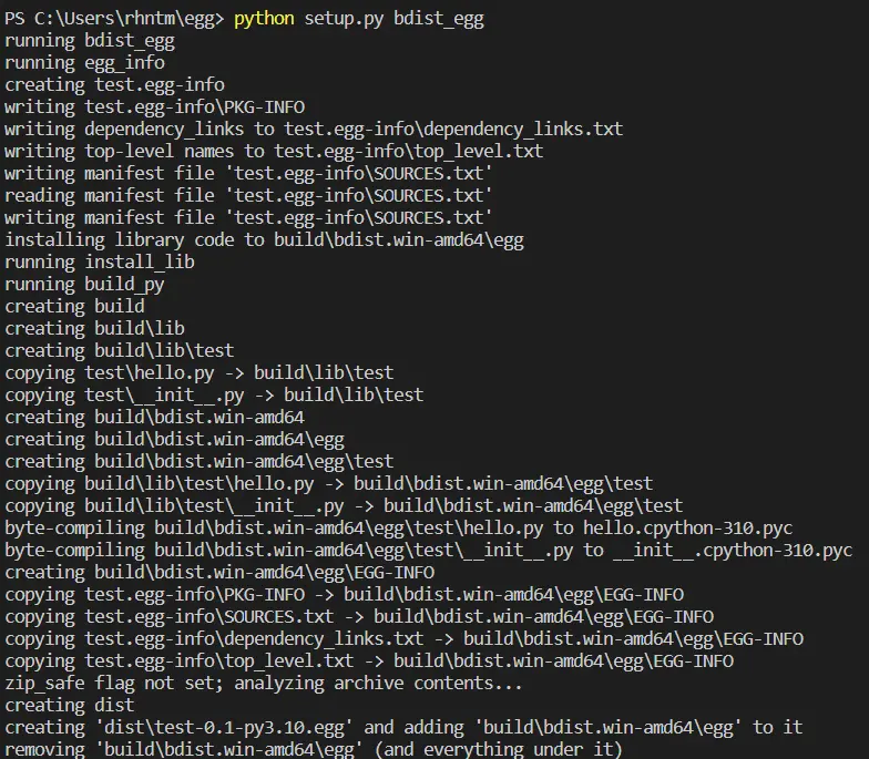 Comando para crear un huevo en Python