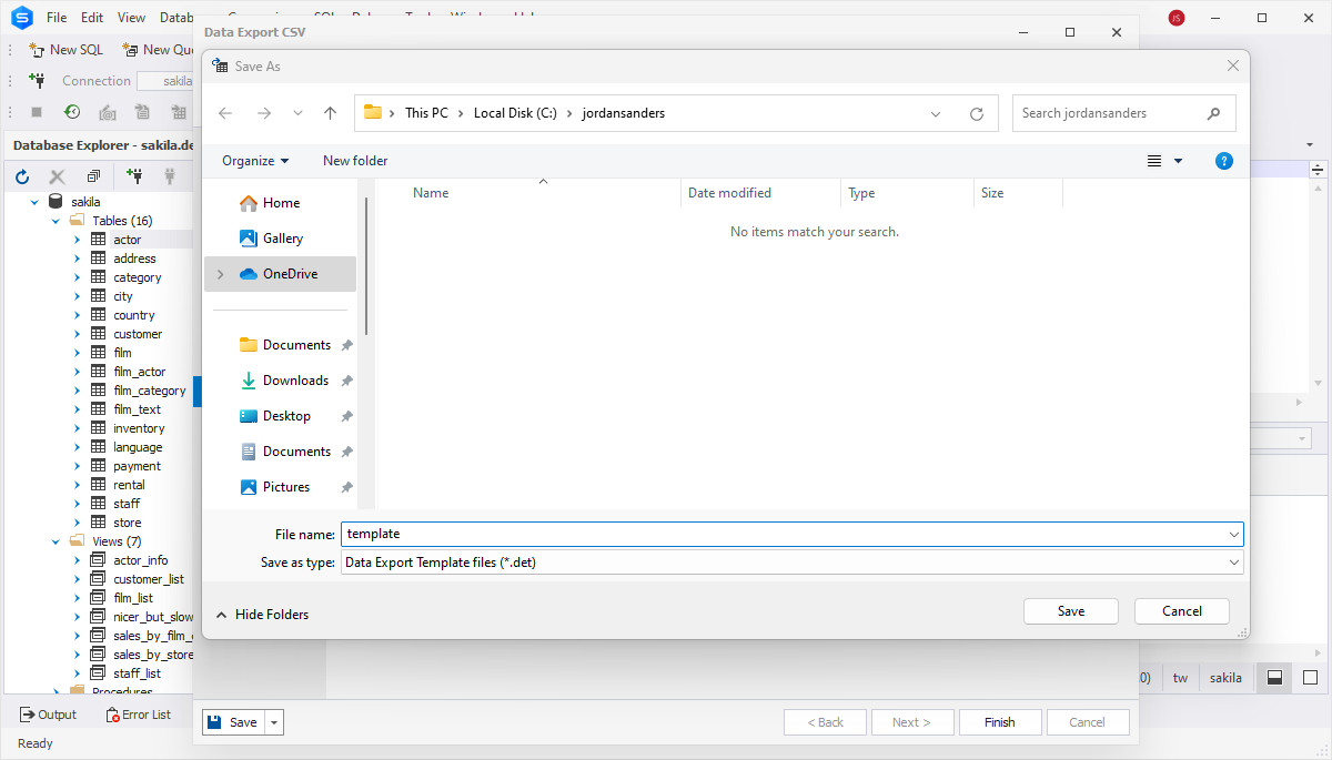 Export MySQL data to CSV via dbForge Studio