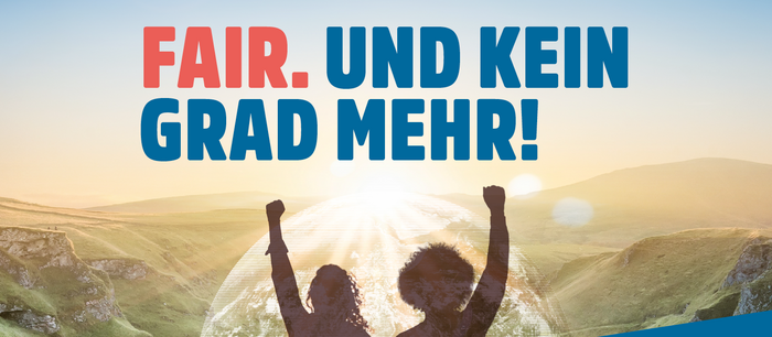 Key Visual der Faire Woche 2024 mit de Motto Fair. Und kein Grad mehr.