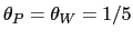 $ \theta_{P}=\theta_{W}=1/5$