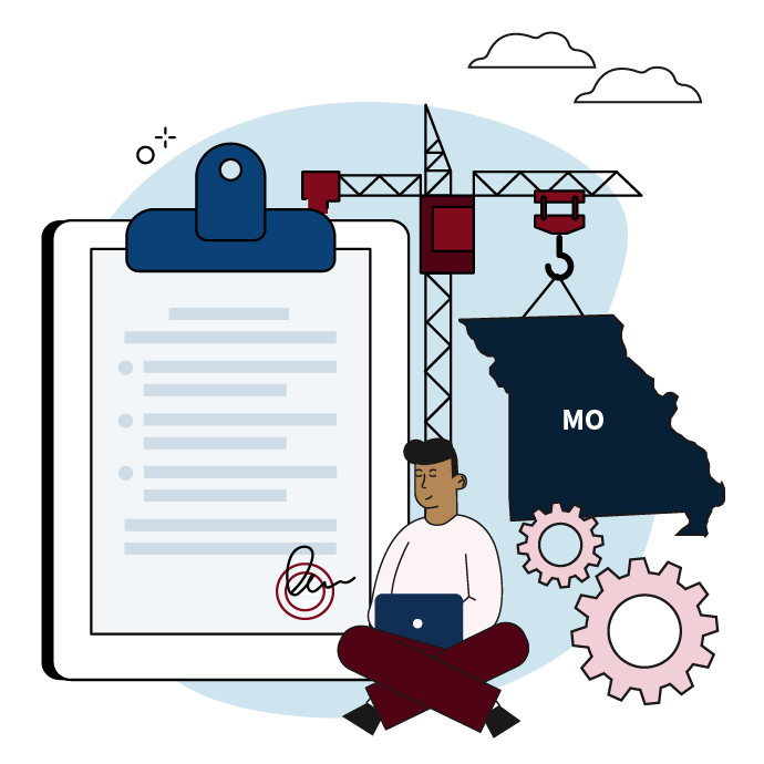 A graphic showing the state of Missouri and components related to the Individual Assistance and Public Assistance process.