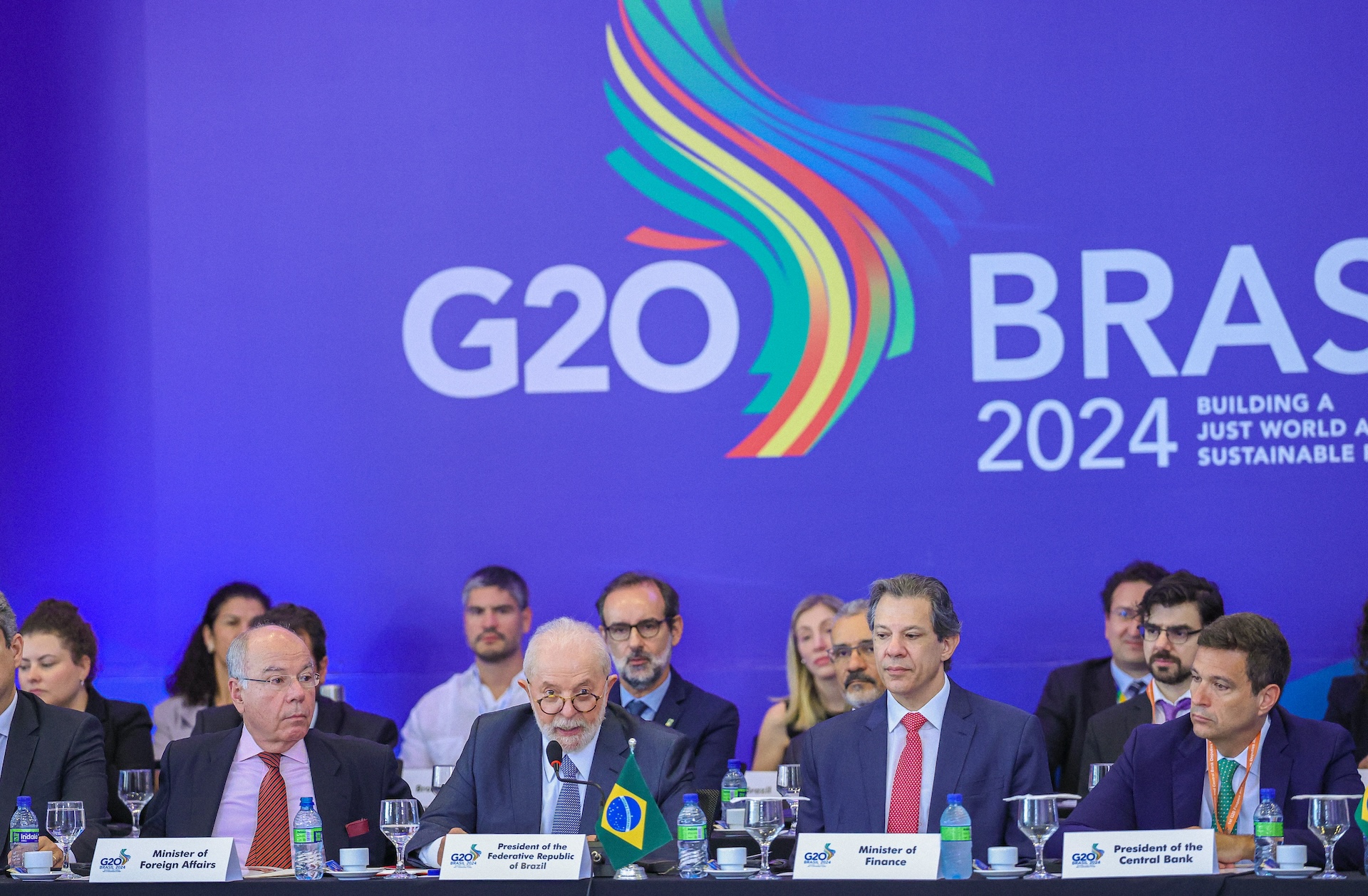 Presidente da República, Luiz Inácio Lula da Silva, durante a abertura da Sessão Conjunta das Trilhas de Sherpas e de Finanças do G20, no Palácio do Itamaraty. | Foto: Ricardo Stuckert / PR