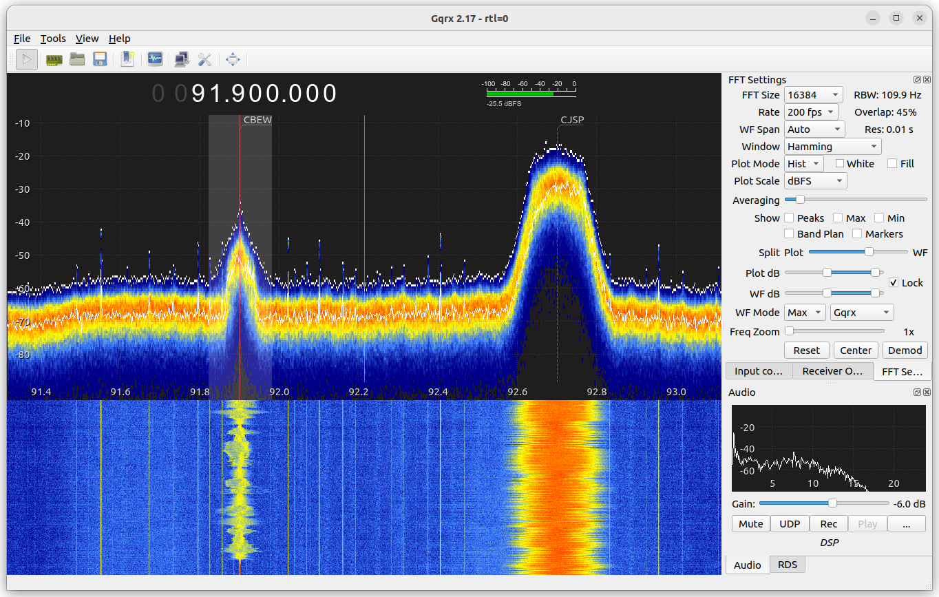 screenshot of Gqrx 2.17