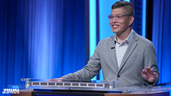 Ben Chan on the set of Jeopardy!