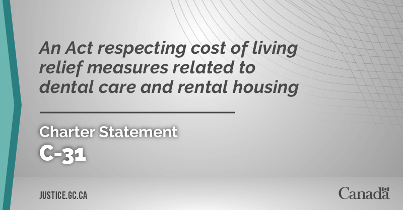 Bill C-31: An Act respecting cost of living relief measures related to dental care and rental housing