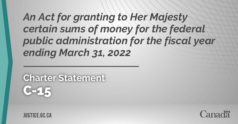 Bill C-15: An Act for granting to Her Majesty certain sums of money for the federal public administration for the fiscal year ending March 31, 2022