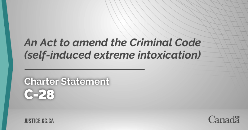 Bill C-28: An Act to amend the Criminal Code (self-induced extreme intoxication)