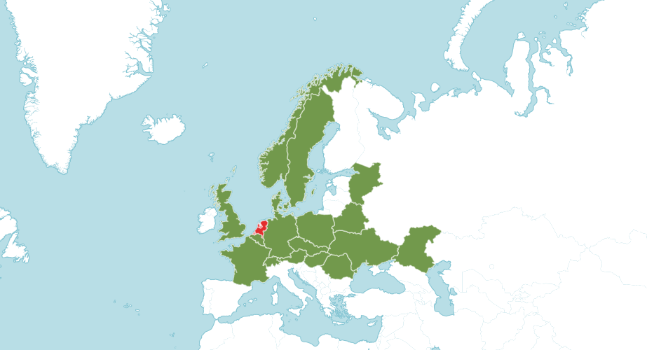 Map of the world showing where pasqueflower is native and introduced to