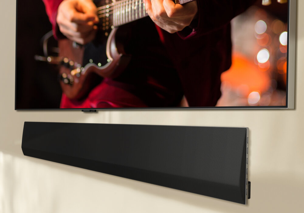 LG ultra-slim flush wall mount soundbar right side angle view