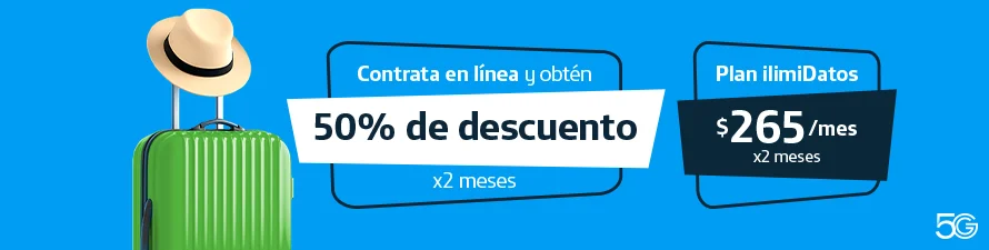 Contrata un Plan ilimidatos por $265 al mes con 50% descuento durante 2 meses