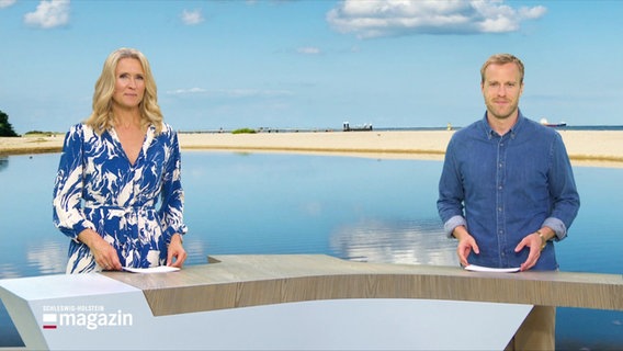 Die Moderatoren Gabi Lüeße und Henrik Hanses im Studio. © Screenshot 