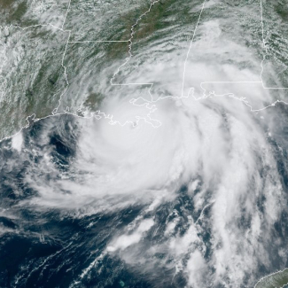 Satellite image of hurricane Ida.