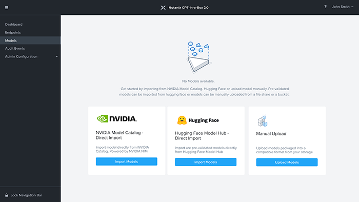 UI screenshot of Nutanix GPT-in-a-box UI