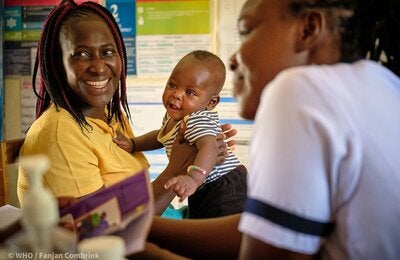 Mother and child in health setting