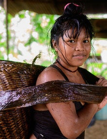 YOung woman with basket