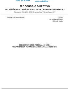 Presupuesto por Programas de la Organización Panamericana de la Salud 2020-2021