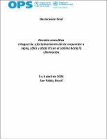 portada documento Declaración Final. Reunión consultiva Integración y fortalecimiento de las respuestas a mpox, sífilis y otras ITS en el camino hacia la eliminación. San Pablo, 3 y 4 abril de 2024